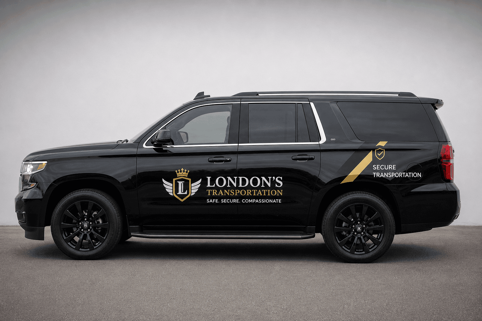 Black Secure SUV side profile showcase