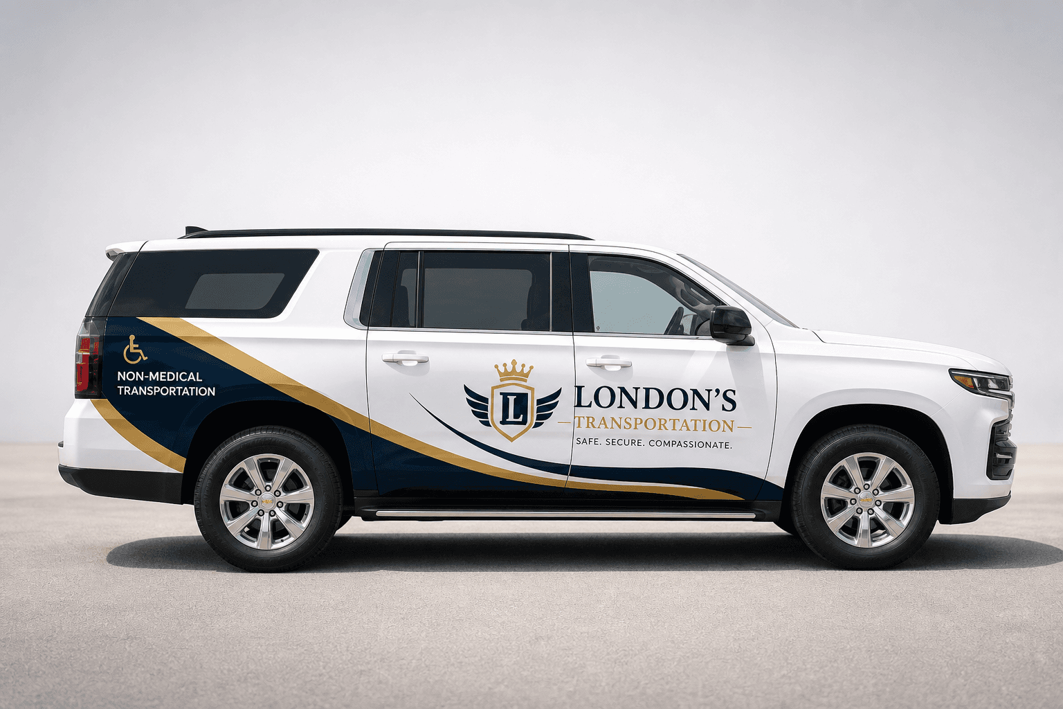 White Non-Emergency Medical SUV side profile showcase