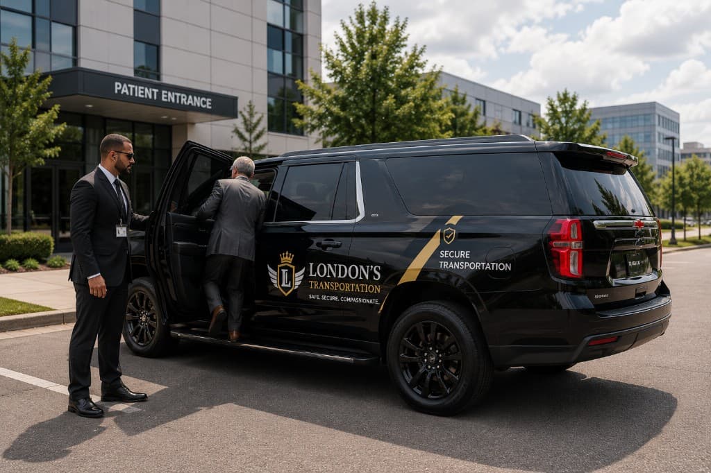 London's Transportation black SUV for secure transportation
